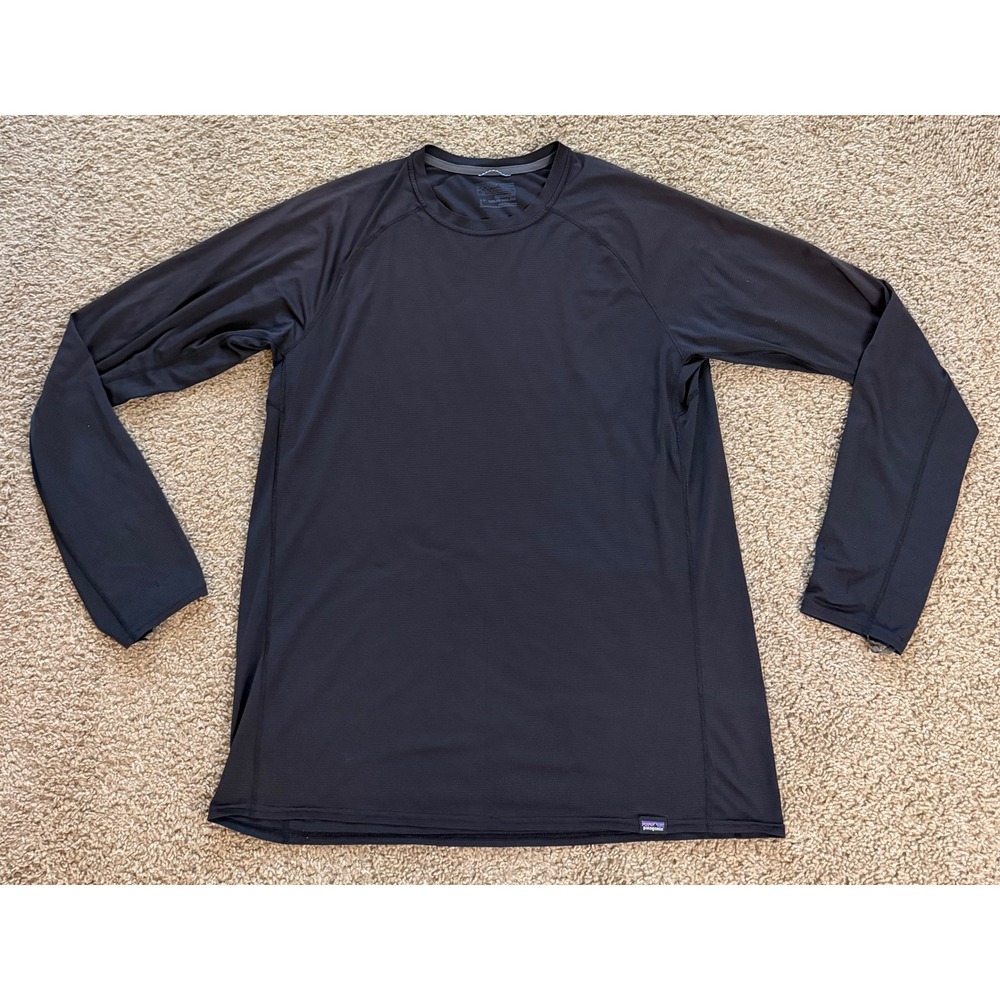 Patagonia Mens Capilene Lightweight Baselayer Long Sleeve Shirt Black Large